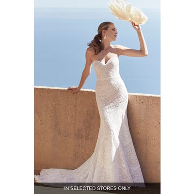 Watters West Strapless Lace Trumpet Wedding Dress, Size IN STORE ONLY - Ivory