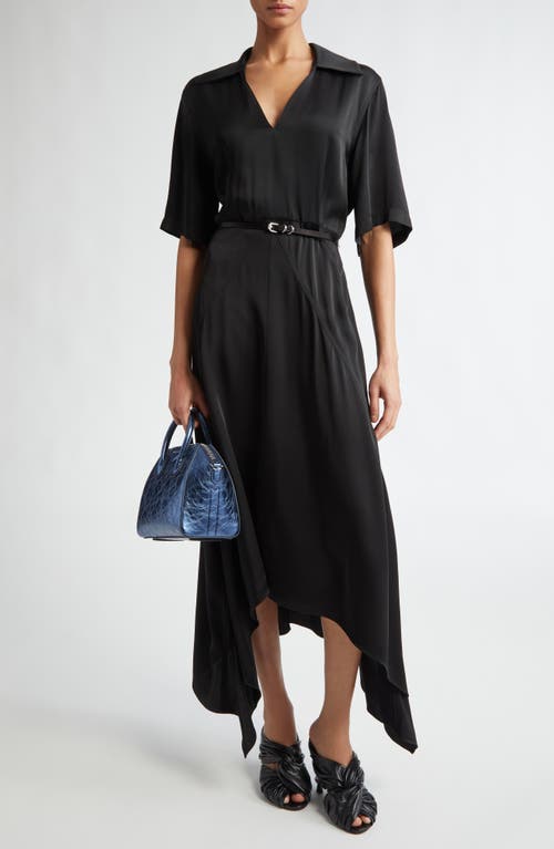 Givenchy Voyou Belted Satin Midi Dress Black at Nordstrom, Us