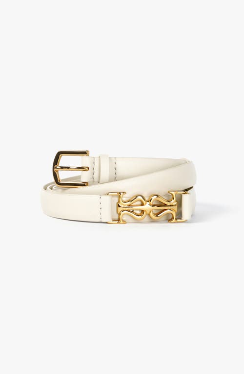 Shop Lilysilk Ls Clasp Leather Skinny Belt In Ivory