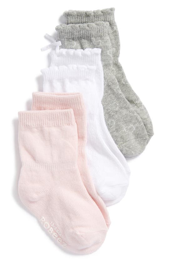 Robeez Babies' Kickproof Ankle Socks In Pink