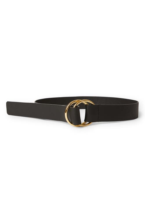 Tumble Leather Belt in Black Gold