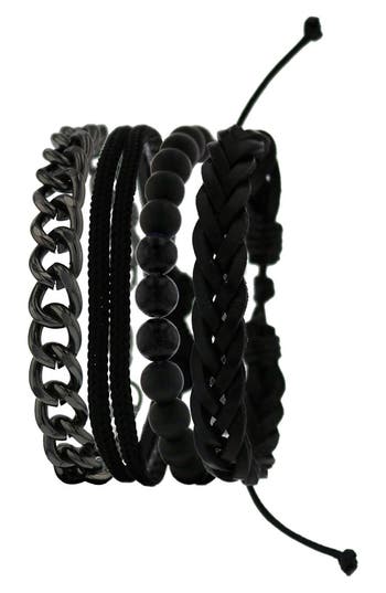 American Exchange Set Of 4 Mixed Bracelets In Gun/black