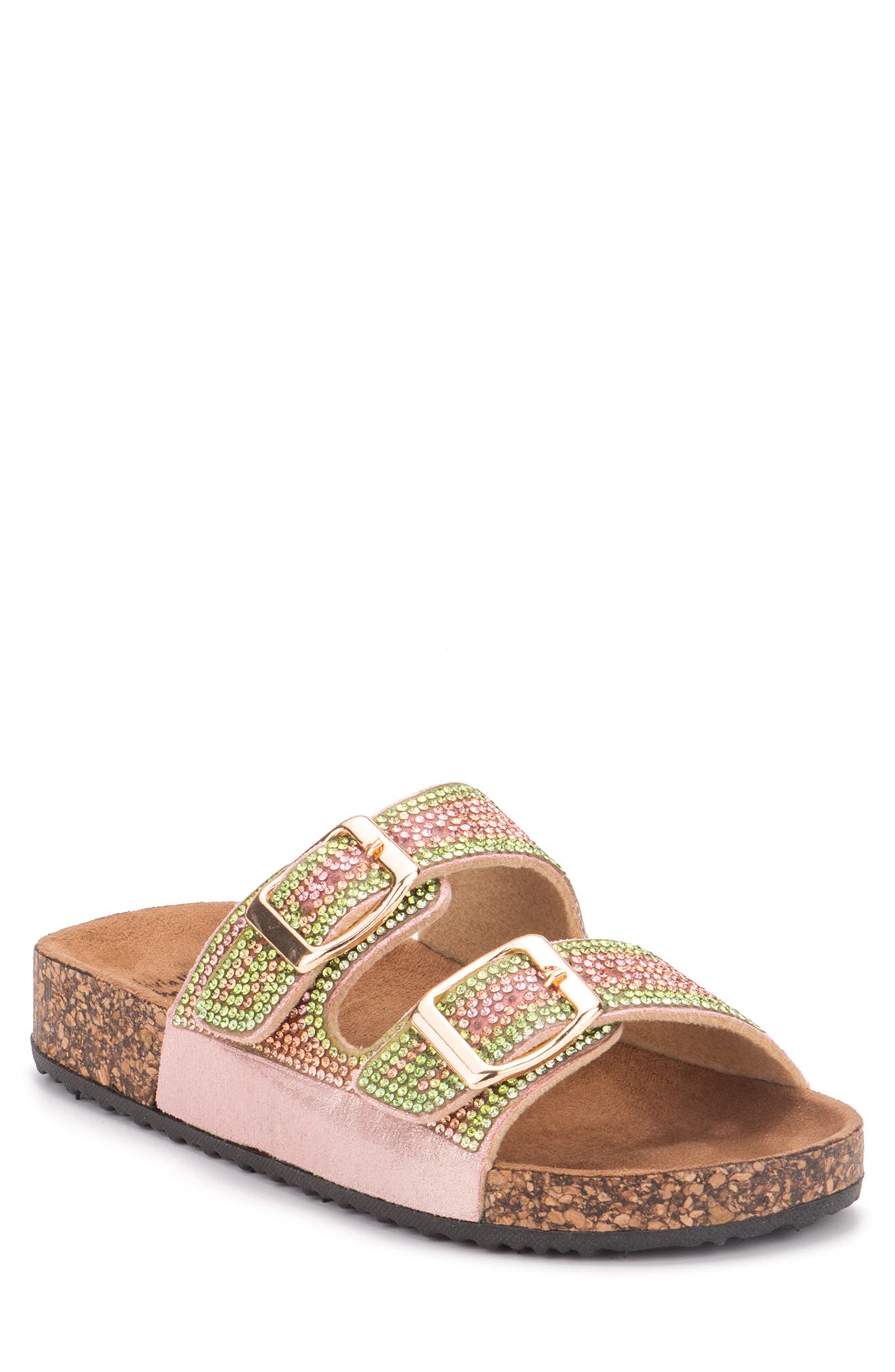 double strap rhinestone sandals