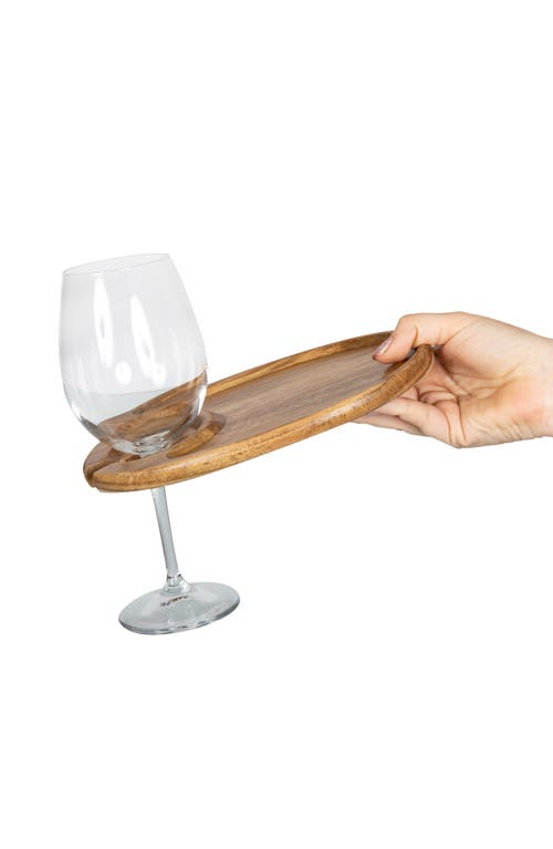 Picnic Time 4-piece Wood Wine Appetizer Plate Set In Brown