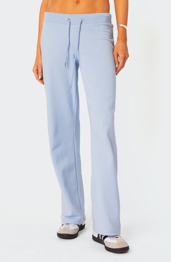 Shop Edikted Quinn Cotton Blend Straight Leg Sweatpants In Light-blue