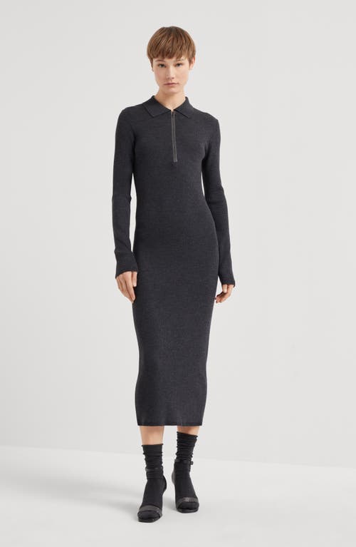 Shop Brunello Cucinelli Knit Dress In Anthracite