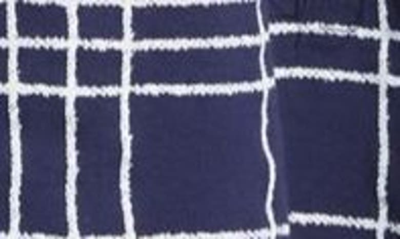 Shop Majestic Summeritme Blues Windowpane Check Cotton Knit Robe In Navy Windowpane