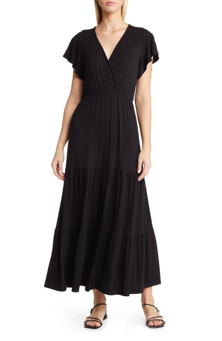 Loveappella Tiered Faux Wrap Knit Maxi Dress | Nordstrom