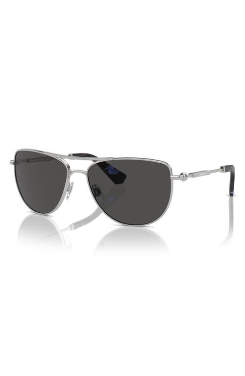 Shop Burberry 60mm Pilot Sunglasses In Silver