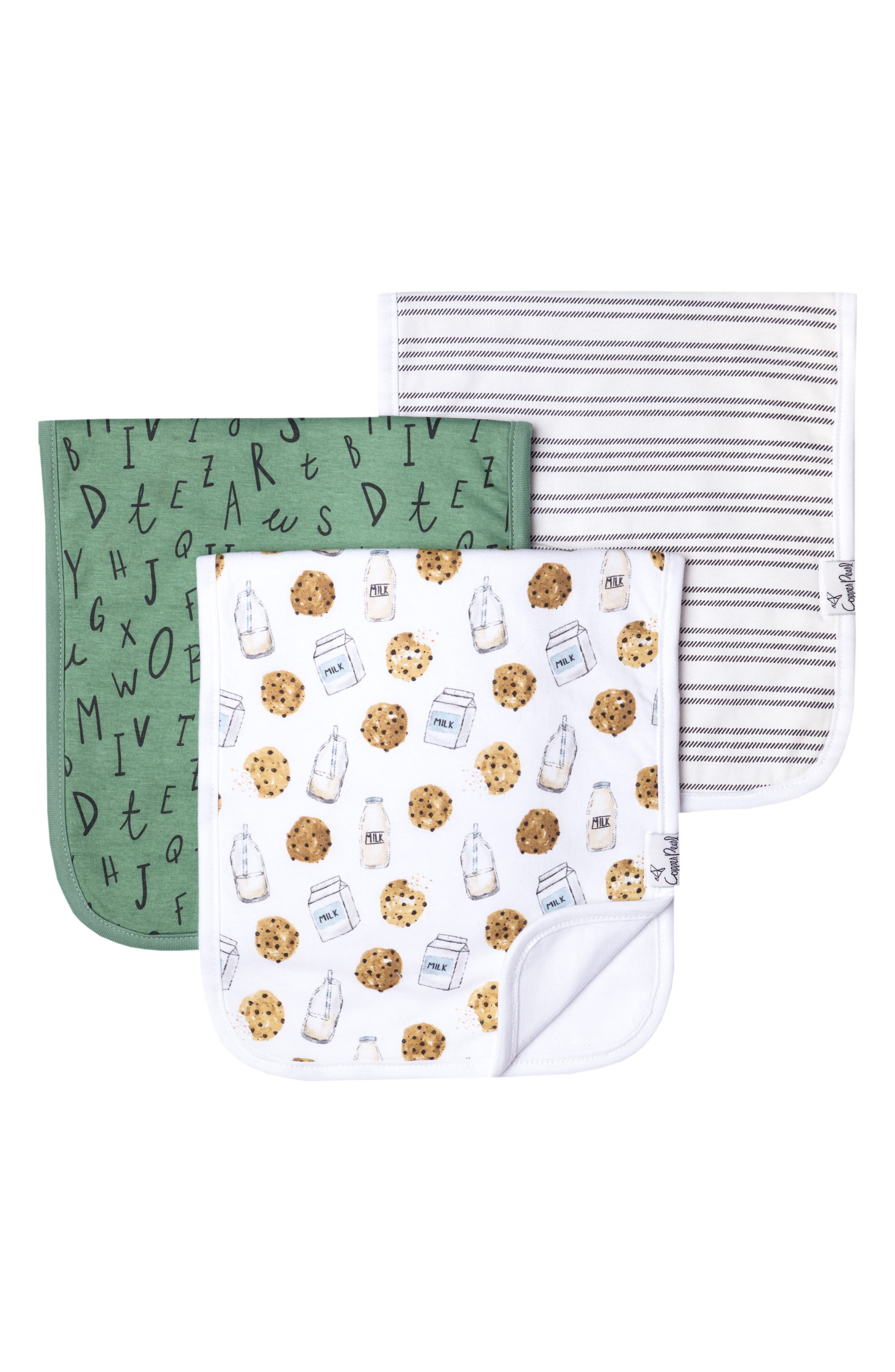 UPC 818019022117 product image for Infant Copper Pearl 3-Pack Burp Cloth Set, Size One Size - White | upcitemdb.com