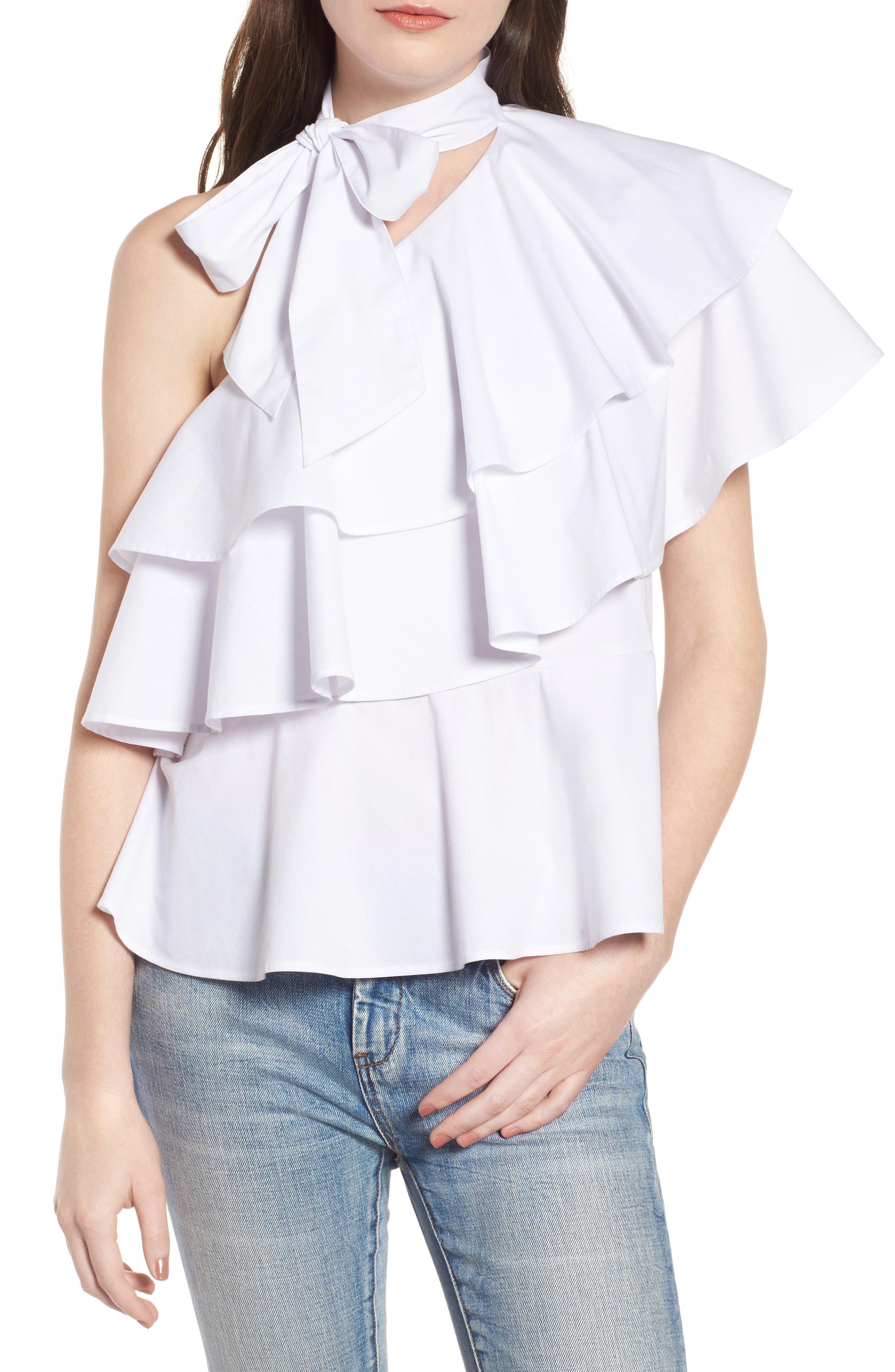 one arm ruffle top