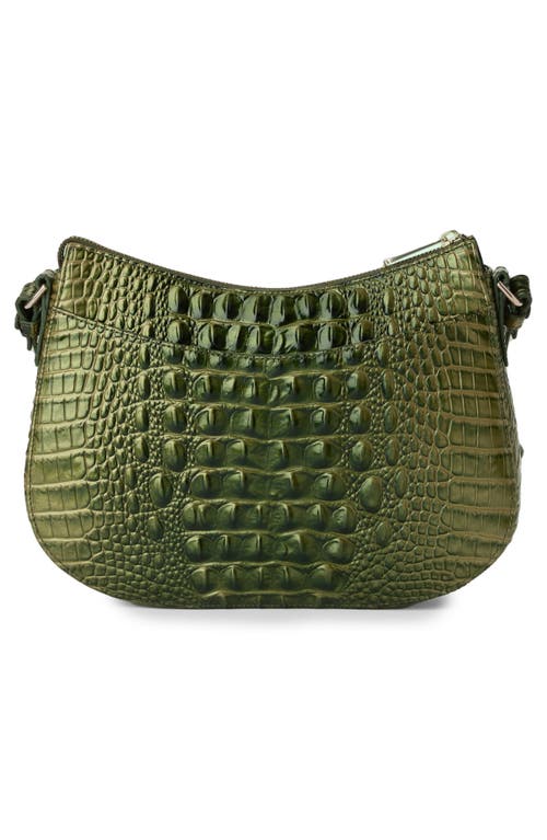 Shop Brahmin Shayna Croc Embossed Leather Crossbody Bag In Matcha Green