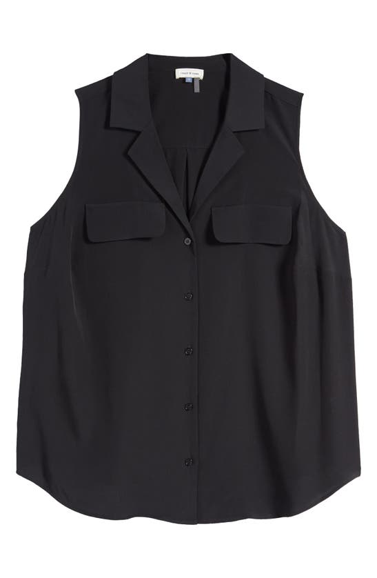 Shop Court & Rowe Collared Button Front Sleeveless Shirt In Rich Black