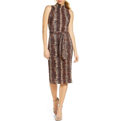 Rachel Rachel Roy Kiki Snake Print Sleeveless Dress, Brown