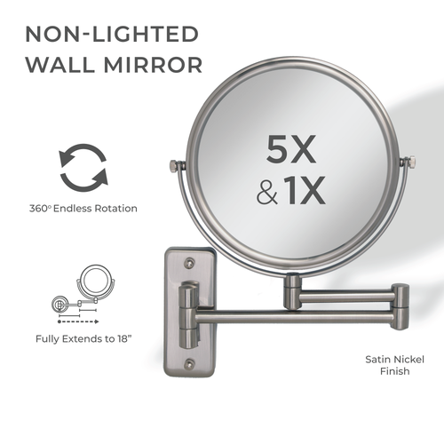 Zadro Wall Mounted Makeup Mirror With 8x/1x Magnifications In Black
