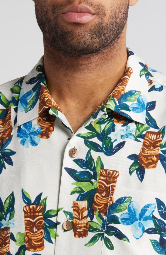 Shop Tommy Bahama Tiki Tumble Silk Short Sleeve Button-up Shirt In Continental