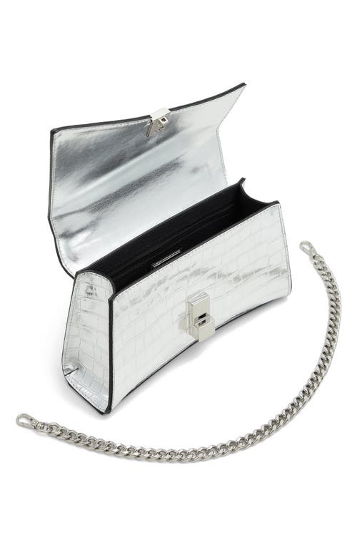 Aldo Croc Embossed Faux Leather Top Handle Bag In Silver