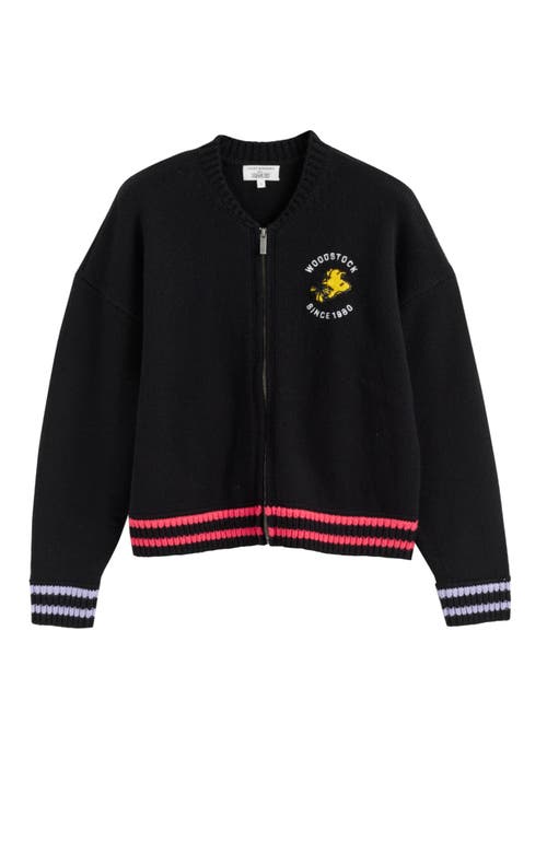 Shop Chinti & Parker Snoopy Wool & Cashmere Bomber Jacket In Black