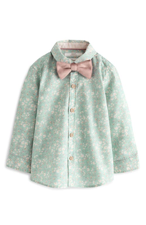 Shop Next Kids' Floral Button-up Shirt & Bow Tie Set In Green