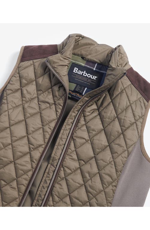 Barbour High Field Quilted Mixed Media Vest In Winter Moss/classic