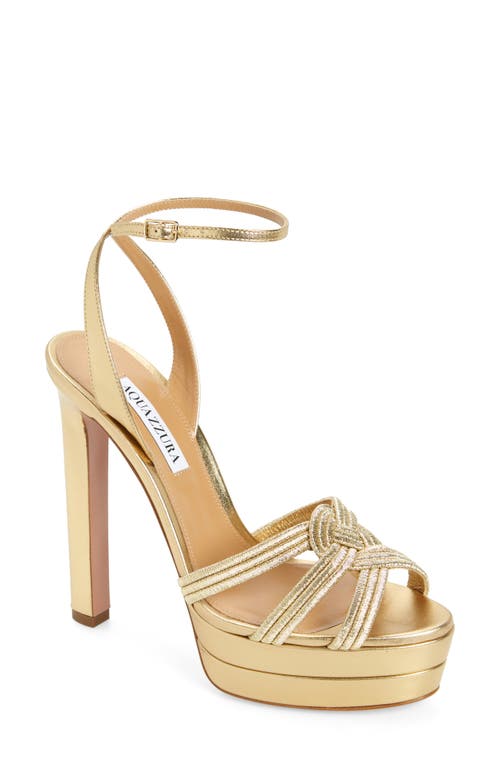 Aquazzura Felix Metallic Platform Sandal Soft Gold at Nordstrom,