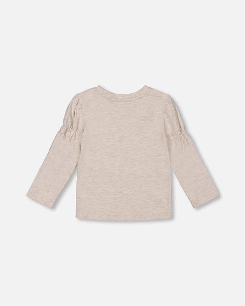 Shop Deux Par Deux Girl's Printed T-shirt Beige Mix Printed Cats In Oatmeal