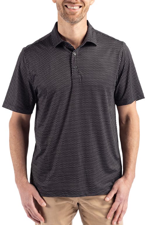 Cutter & Buck Pike Eco Geo Print Performance Golf Polo in Black 