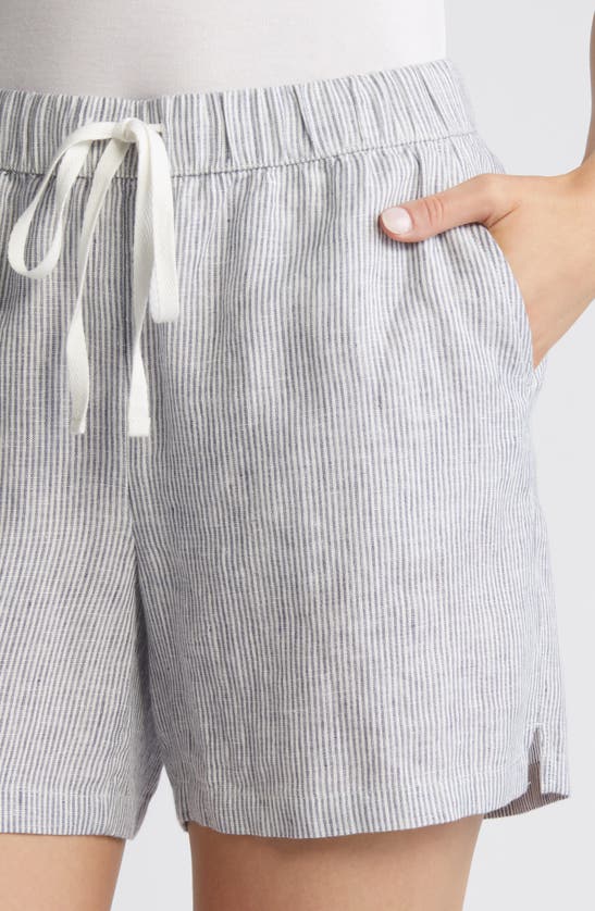 Shop Caslon Linen Blend Drawstring Shorts In Blue Vintage Leah Stripe
