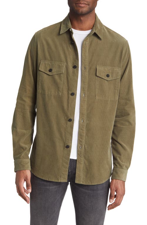 FRAME Long Sleeve Corduroy Button-Up Shirt in Military Green