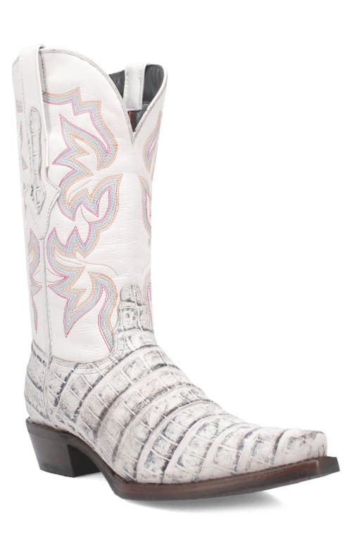 Dingo Gator Embossed Cowboy Boot In White