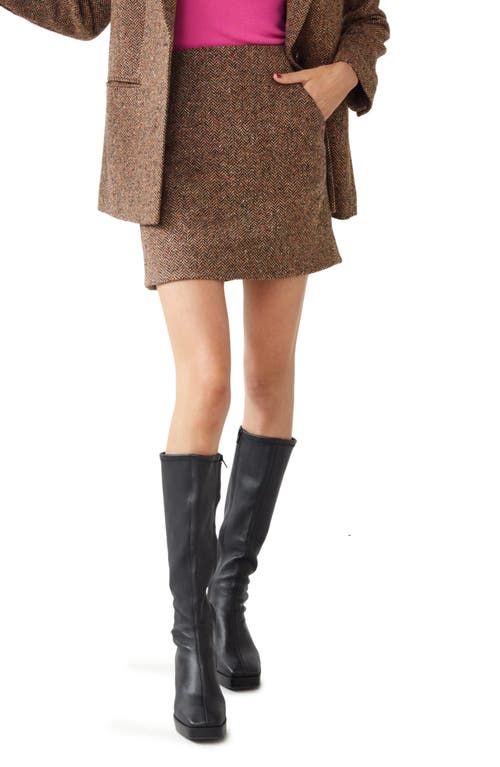 & Other Stories Herringbone Tweed Miniskirt in Brown Herringbone