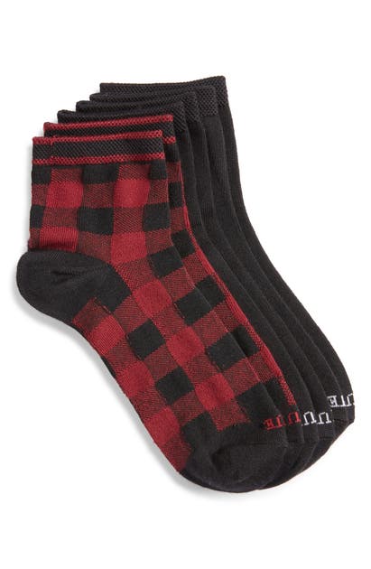 Hue 3-pack Supersoft Crop Socks In Scarlet/blk/blk