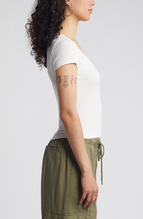 Bp. Rib Scoop Neck T-shirt In White Blanc