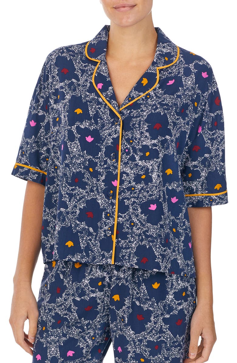 REFINERY29 Piera Crop Pajama Top, Main, color, BLUE DOTS