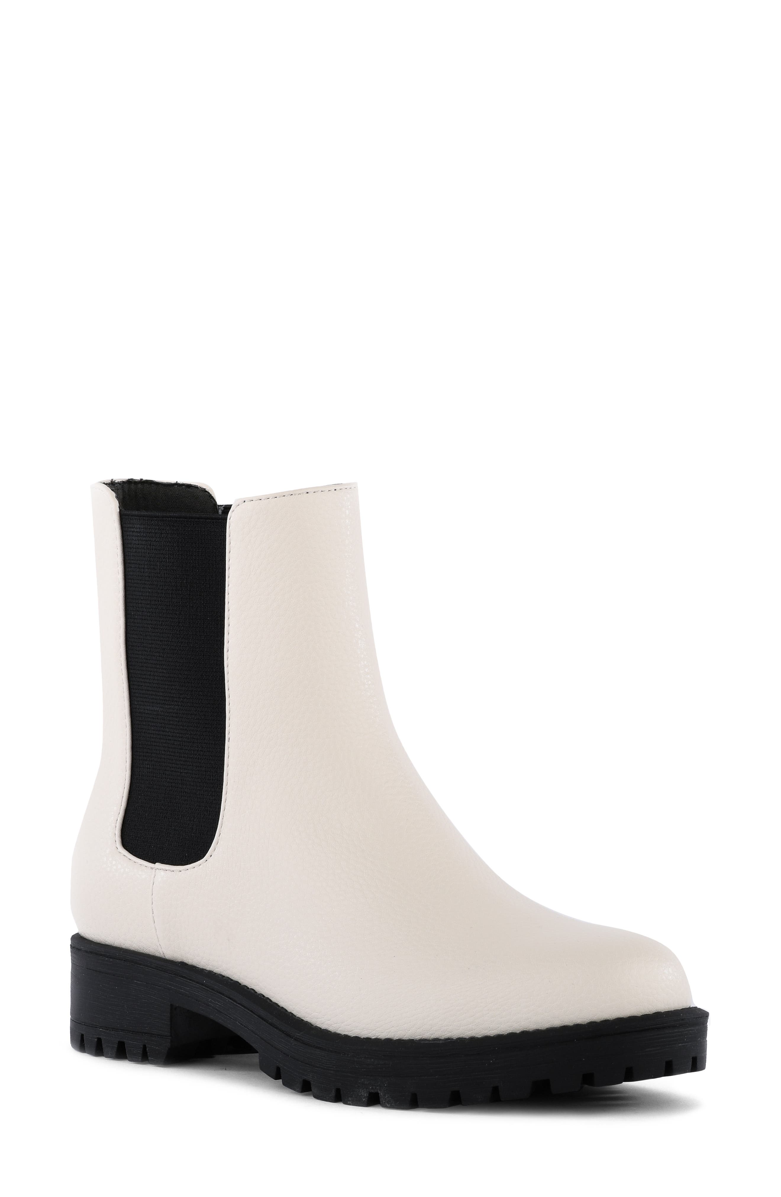 white and black chelsea boots