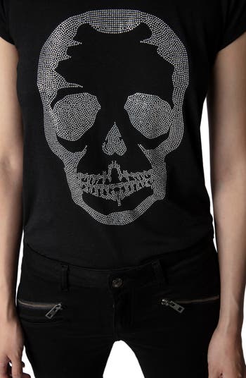 Zadig & Voltaire Embellished Skull Cotton & Modal Skinny T-Shirt