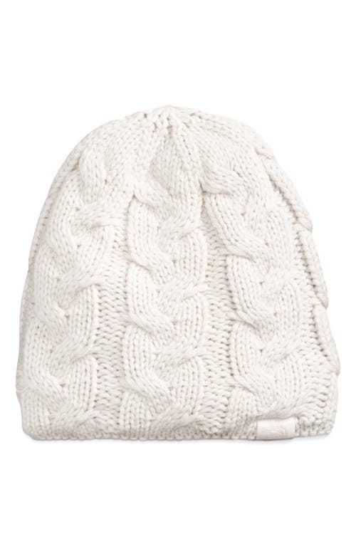 The North Face Minna Cable Knit Beanie in Gardenia White