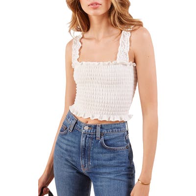 Reformation Leonore Smock Crop Top, White