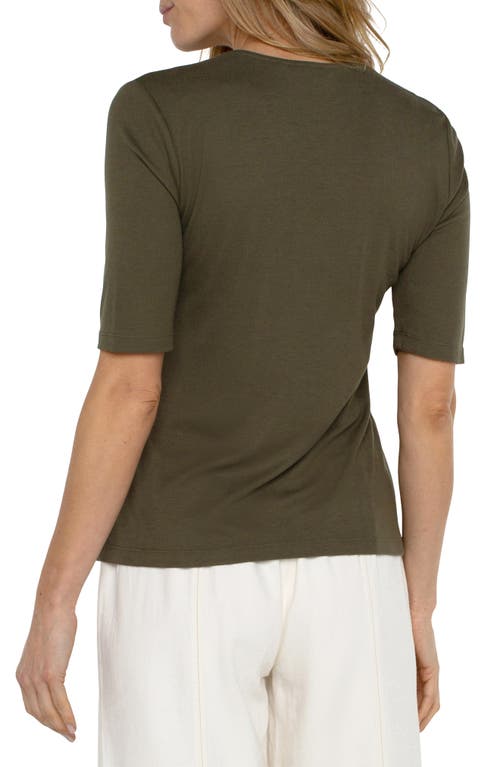 Shop Liverpool Los Angeles Double Layer V-neck Rib Top In Spanish Olive