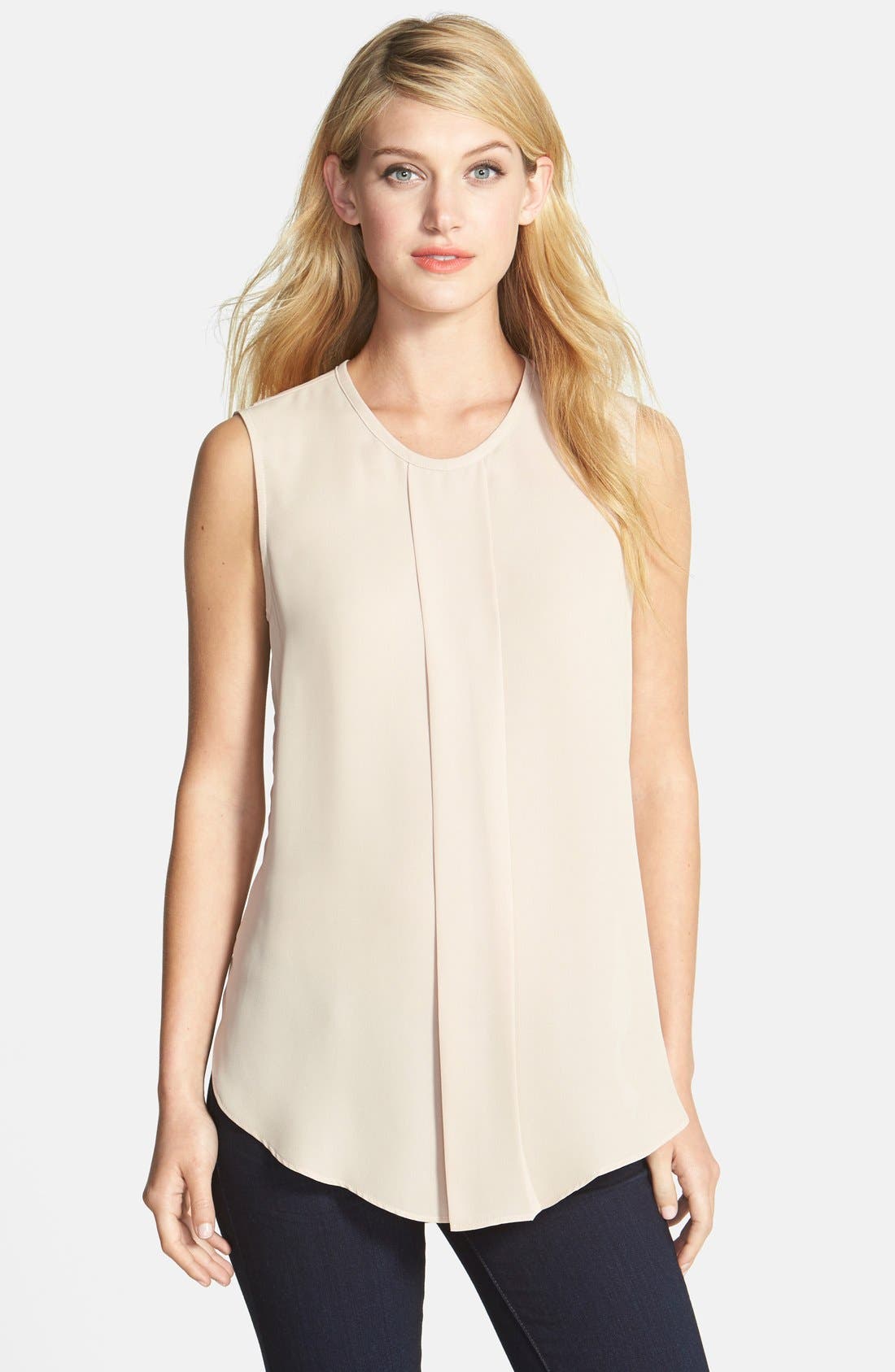 Vince Camuto Center Pleat Sleeveless Blouse Nordstrom