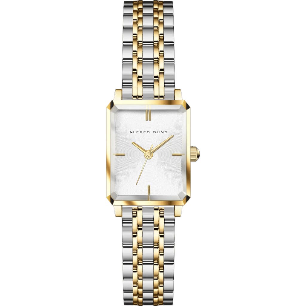 Alfred Sung Octavia Two-tone Bracelet Watch, 19.5mm X 24mm In Two Tone