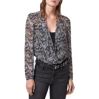Allsaints Camille Mara V-Neck Long Sleeve Bodysuit, Black