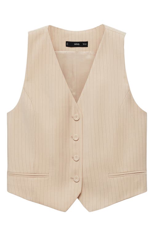 Shop Mango Stripe Suit Waistcoat In Beige