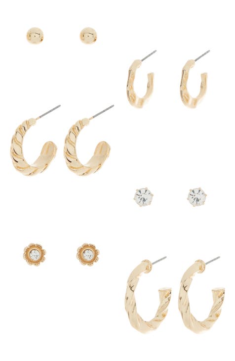 Set of 6 Assorted Stud & Hoop Earrings