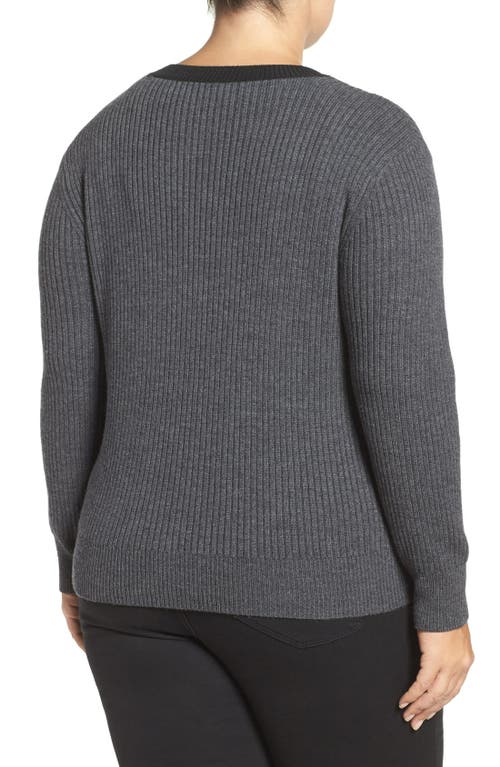 Tart Amity Lace-up Merino Sweater In Shark/black