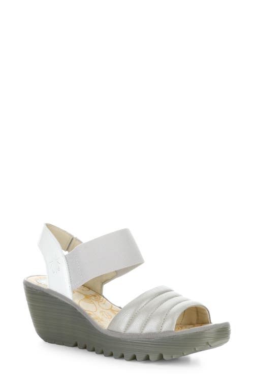 Yiko Platform Wedge Sandal in Silver/white Borgogna/luxor