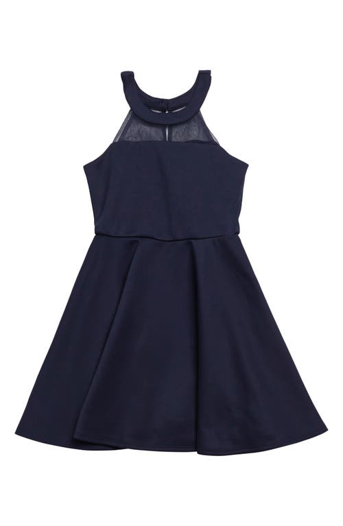 Nordstrom Kids' Illusion Lace Scuba Dress in Navy
