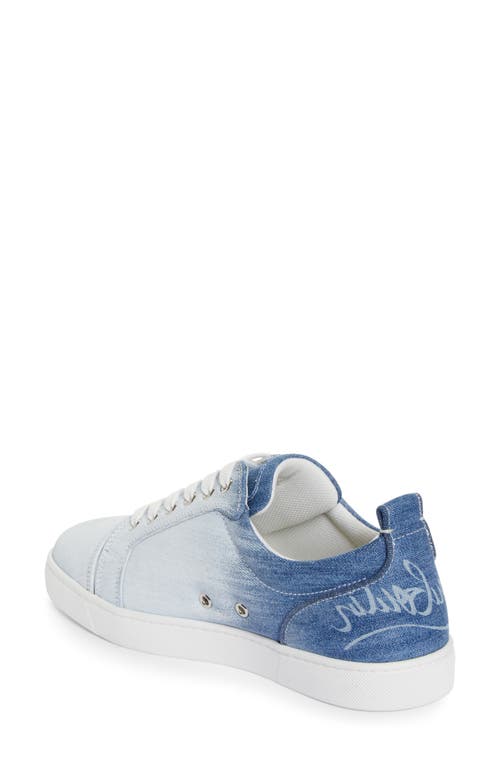 Shop Christian Louboutin Fun Louis Denim Low Top Sneaker In 6607 Blue-white