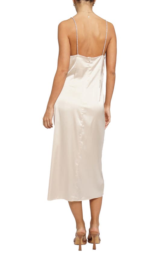 Shop Know One Cares Jewel Strap Satin Midi Dress In Cream