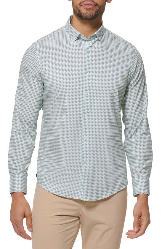 MIZZEN + MAIN MIZZEN+MAIN LEEWARD GEOMETRIC PRINT STRETCH PERFORMANCE BUTTON-UP SHIRT 